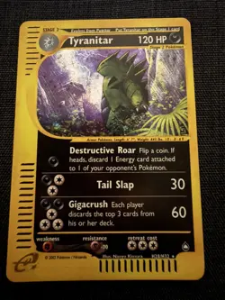 Tyranitar H28/H32 Aquapolis Holo Ultra Rare Pokemon TCG e-reader HP - Holo Swirl - Image 1