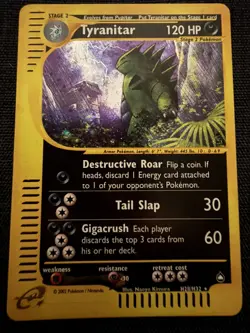 Tyranitar H28/H32 Aquapolis Holo Ultra Rare Pokemon TCG e-reader HP - Holo Swirl - Image 3