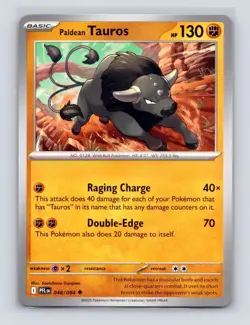 Paldean Tauros 048/094 Uncommon Phantasmal Flames Pokemon Card NM - Image 1