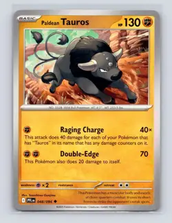Paldean Tauros 048/094 Uncommon Phantasmal Flames Pokemon Card NM - Image 1