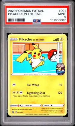 Pikachu On The Ball 001 Futsal Pokemon PSA 9 - Image 1