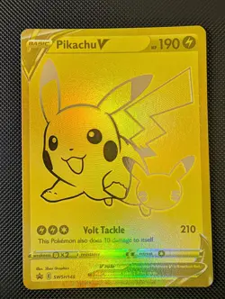 Pikachu V Full Art Gold SWSH145 Pokemon Celebrations Black Star Promo - Image 1