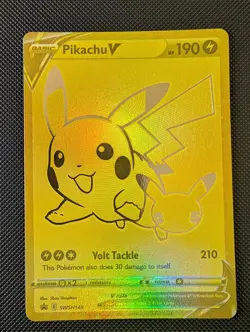 Pikachu V Full Art Gold SWSH145 Pokemon Celebrations Black Star Promo - Image 3