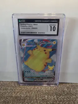 CGC 10 GEM MINT Surfing Pikachu Vmax 009/025 Pokemon Celebrations 2021 English - Image 1