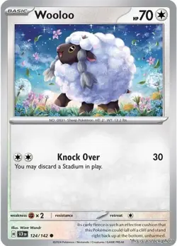 Wooloo 124/142 SV07: Stellar Crown Reverse Holofoil Pokemon (NM) - Image 1