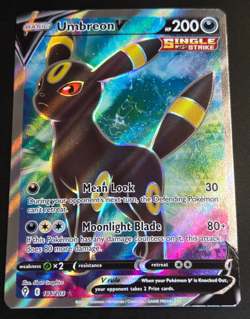 Pokemon Umbreon V Full Art Ultra Rare SWSH07: Evolving Skies 188/203 NM - Image 1