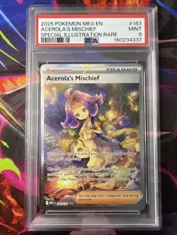 2025 POKEMON MEG EN-MEGA EVOLUTION #183 ACEROLA’S PSA 9 MINT - Image 1