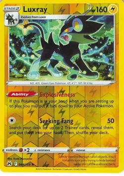 Luxray 044/159 Rare Crown Zenith Pokemon Reverse Holo Near Mint - Image 1
