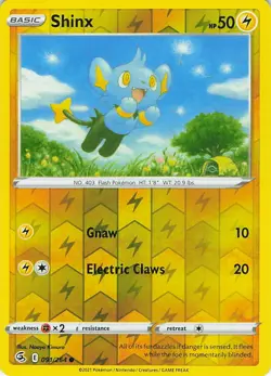 Shinx 091/264 Common Fusion Strike Pokemon Reverse Holo Near Mint - Image 1