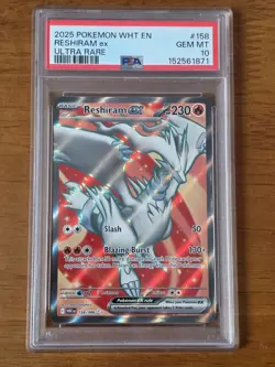 PSA 10 GEM MINT Reshiram Ex 158/086 White Flare Full Art Pokemon TCG - Image 1