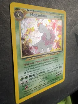 Meganium 10/111 Holo Rare Neo Genesis Pokemon Unlimited Holo Heavily Played - Image 1