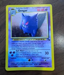 Wizards Pokemon TCG Gengar 5/62 Fossil Unlimited Holo Rare 80 HP English 1999 - Image 1