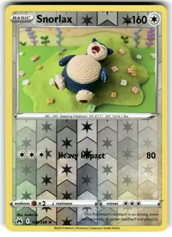 Snorlax 109/159 Rare Crown Zenith Pokemon Reverse Holo Near Mint - Image 1