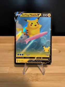 Surfing Pikachu V 008/025 Holo V Rare Celebrations NM/M Pokemon - Image 1