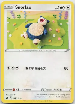 Snorlax 109/159 Rare Crown Zenith Pokemon Near Mint - Image 1