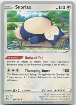 Snorlax (Gabriel Fernandez) 143/196 World Championship Decks Pokemon NM - Image 1