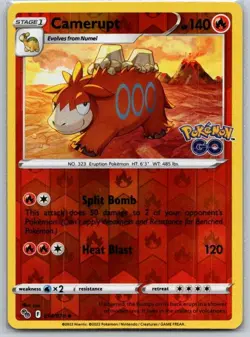 Camerupt 014/078 Uncommon Pokemon GO Pokemon Reverse Holo Near Mint - Image 1