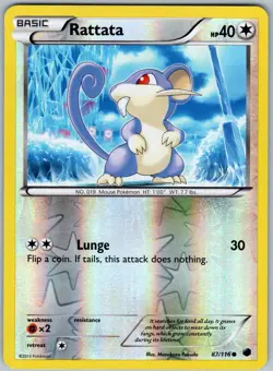 Rattata 87/116 Common Plasma Freeze Pokemon Reverse Holo NM - Image 1