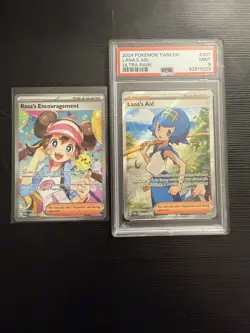 Pokemon Full Art Trainer Lot | Lana’s Aid PSA 9 & Rosa’s Encouragement - Image 1