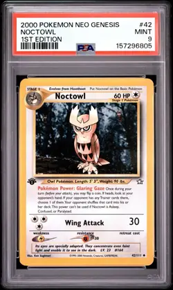 Pokemon 2000 Noctowl 42/111 1st Edition Neo Genesis PSA 9 - Image 1