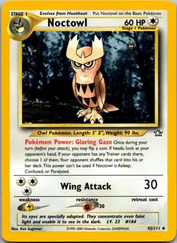 Noctowl 42/111 Uncommon Neo Genesis Pokemon Unlimited Lightly Played - Image 1