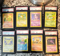 Wizards of the Coast 1999 Pokemon Base Set 1st Ed PSA 8-Card Lot Mewtwo - Image 1