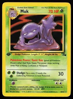 Muk 28/62 1st Edition Rare Fossil Pokemon Card - Image 1