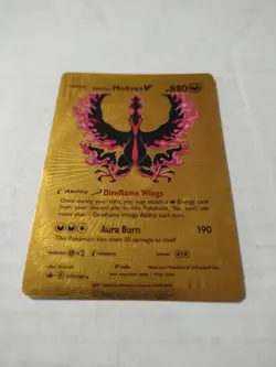 Pokemon Galarian Moltres V 880hp Gold Foil Fan Art Collector Card TCG - Image 1