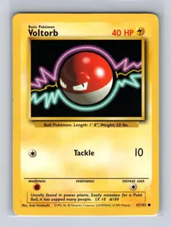 Voltorb 67/102 Common Base Set Unlimited Pokemon MODERATELY PLAYED - Image 1