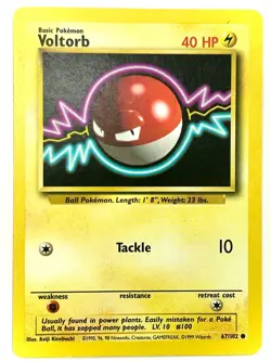 Voltorb 67/102 Common Base Set Unlimited Pokemon Moderately Played - Image 1