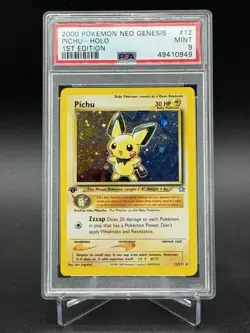 PSA 9 Pichu 1st Edition 12/111 - Neo Genesis Holo Rare Pokemon - Image 1