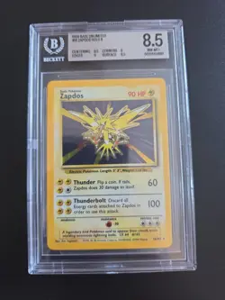 1999 Zapdos Holo Pokemon Base Set BGS Beckett 8.5 + (16/102) NM-MINT + - Image 1