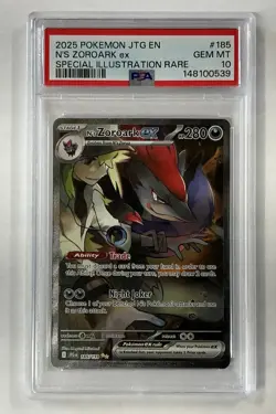2025 POKEMON JTG EN-JOURNEY TOGETHER #185 N'S ZOROARK EX PSA 10 - Image 1