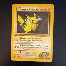 Pokemon TCG Lt. Surge's Pikachu 81/132 Gym Heroes Common English 1st edition - Image 1