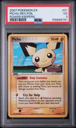 Pokemon Pichu 21/108 EX Power Keepers Reverse Holo Stamped - PSA 3 - Image 1