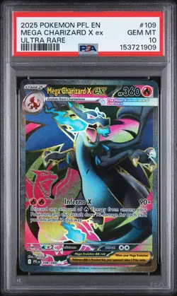2025 POKEMON PFL EN-PHANTASMAL FLAMES ULTRA RARE #109 MEGA CHARIZARD X EX PSA 10 - Image 1
