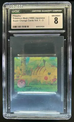 1998 Pokemon Meiji Japanese Pikachu Super Change Cards Vol 1-3 CGC 8 - Image 1