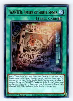Yugioh WANTED: Seeker of Sinful Spoils RA03-EN074 Ultra Rare - NM 💎 - Image 1