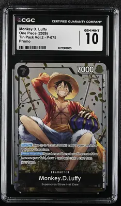 2026 ONE PIECE MONKEY D. LUFFY PROMO TIN PACK VOL.2 P-075 CGC 10 - Image 1