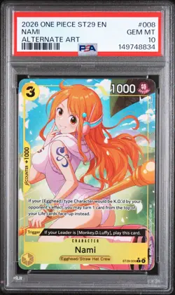 PSA 10 2026 ONE PIECE STARTER DECK ST29 EGGHEAD 008 NAMI ALTERNATE ART - Image 1