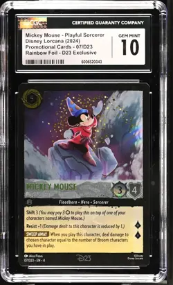 2024 DISNEY LORCANA 7/D23 EXPO PROMO MICKEY MOUSE PLAYFUL SORCERER CGC 10 - Image 1
