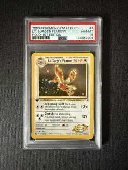 Pokemon Lt. Surge's Fearow Gym Heroes 1st Edition Holo Rare 7/132 2000 PSA 8 - Image 1