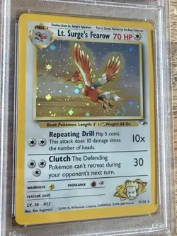 Pokemon TCG PSA 8 2000 Gym Heroes Lt. Surge's Fearow 7/132 Holo Unlimited - Image 2