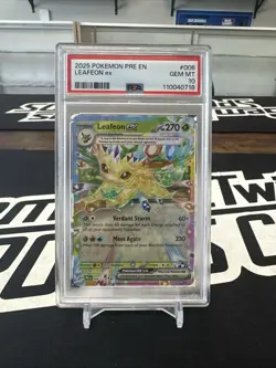 Pokemon SV: Prismatic Evolutions Leafeon ex 006/131 Holo EN PSA 10 - Image 1