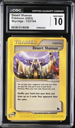 CGC 10 GEM MINT Desert Shaman 123/144 Skyridge Vintage WOTC 2003 Pokemon Card - Image 1