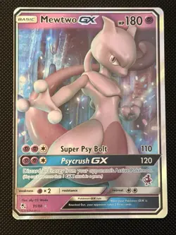 Pokemon TCG Mewtwo GX Card 31/68 Hidden Fates Holo Ultra Rare NM-LP - Image 1