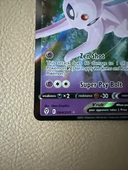 Pokemon Espeon V Ultra Rare Full Art Holo Evolving Skies 064/203 Card - Image 5