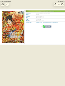 Miracle Battle Carddass Monkey D Luffy Gold Omega Hyper Foil card #1 One Piece - Image 4