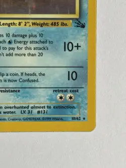 Lapras Holo Rare 10/62 Fossil 1995 Pokemon TCG Card WOTC Vintage - Image 4