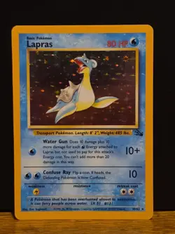 Pokemon TCG Lapras Holo Rare Fossil Unlimited 10/62 Vintage LP - Image 1